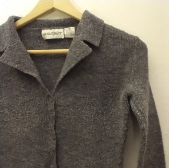 Vintage Y2K Grunge 90's Button Down Crop Sweater Collar Grey Grungecore M - Picture 3 of 4